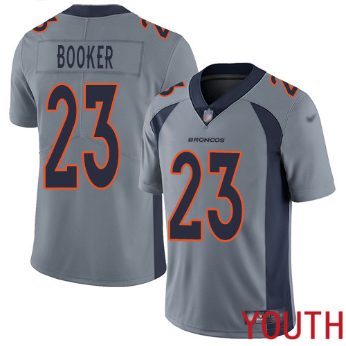 Youth Denver Broncos #23 Devontae Booker Limited Silver Inverted Legend Football NFL Jersey->youth nfl jersey->Youth Jersey